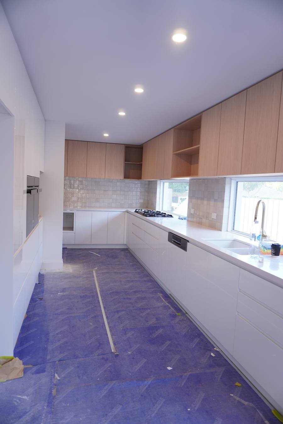 Finished kitchen with LED downlights